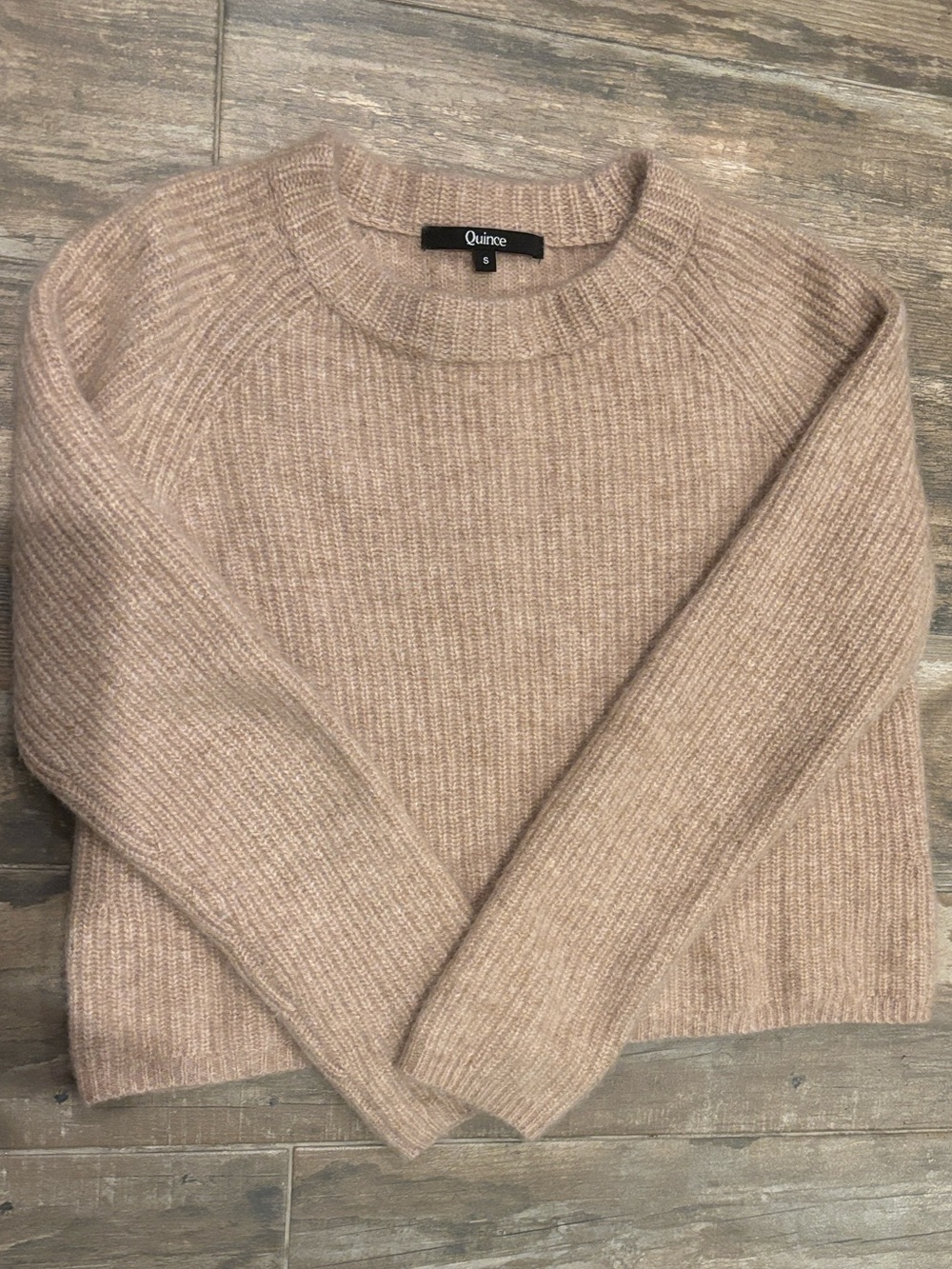 Quince Boxy Cropped Cashmere Fisherman Sweater